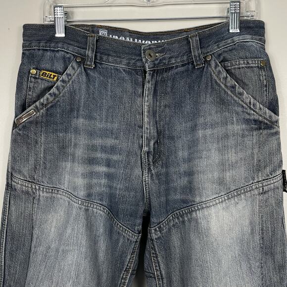 Bilt 0398 Iron Workers Jeans Mens 32x31 Blue Double Knee Padded Motorcycle Work - Picture 4 of 16